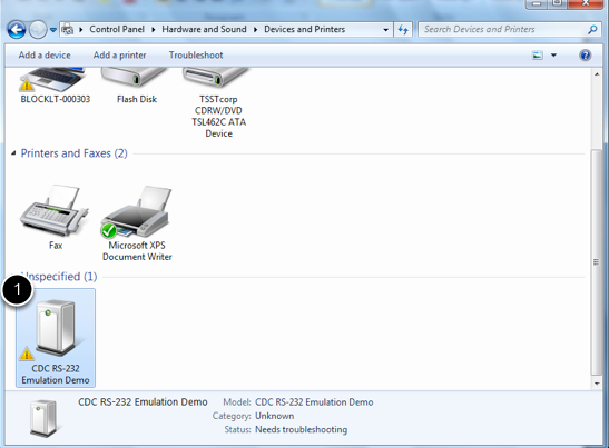 cdc rs 232 emulation demo driver xp